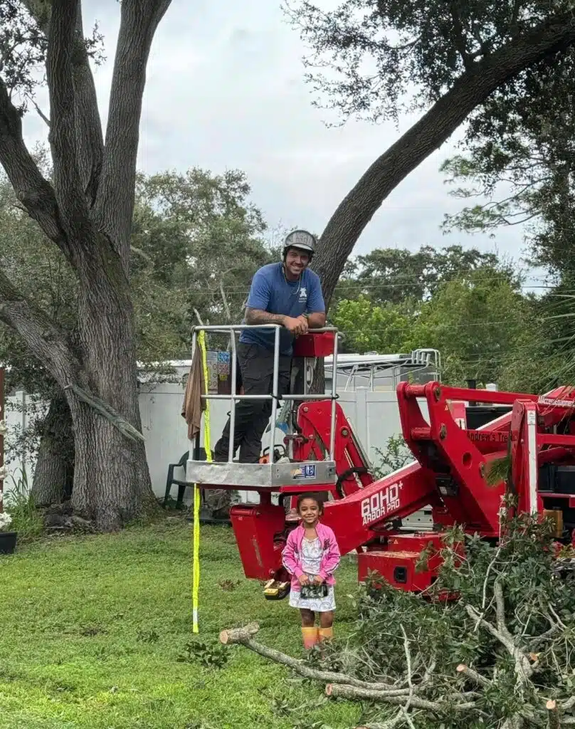 Andrew's Tree Care owners Kelly and Andrew with professional stump grinding equipment